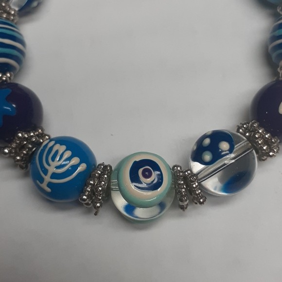 Blue tones Glass and Ceramic Bracelet - Picture 5 of 5
